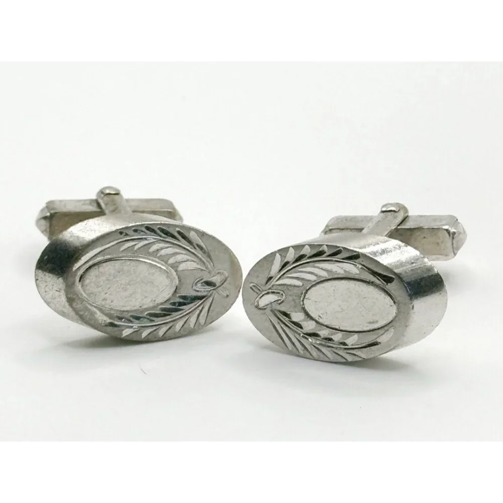 Anson Etched Sterling Silver‎ Cufflinks 3/4 Inch